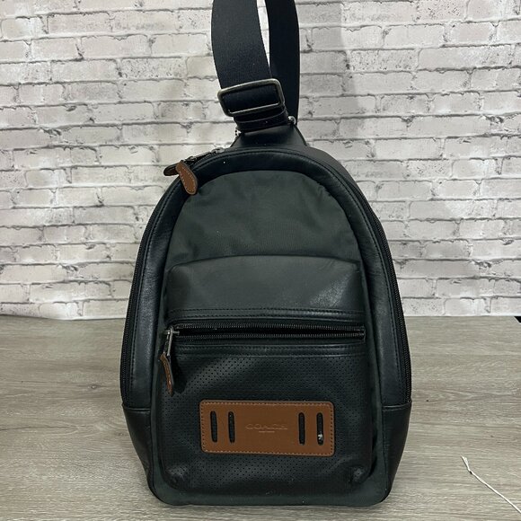 COACH Terrain Pack Sling Bag Perforated Leather F56877 - Picture 1 of 6